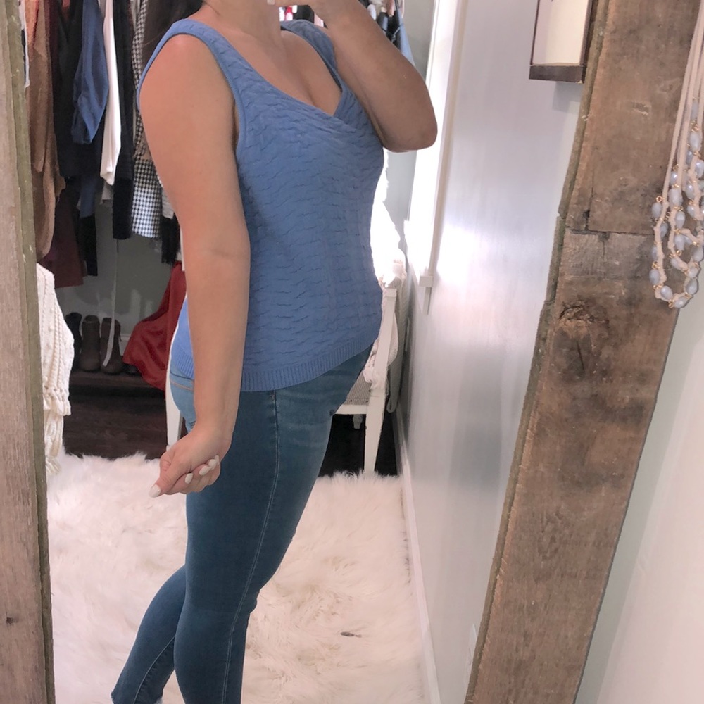 St. John Blue Sleeveless Top